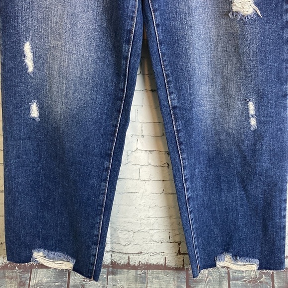 1822 DENIM NWT Minna Distressed Straight Leg Jeans No Gap Waistband Baggy Loose - Picture 5 of 16